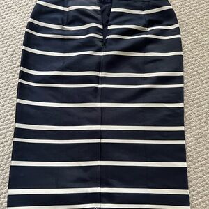 J. Crew Navy and White Striped Pencil Skirt